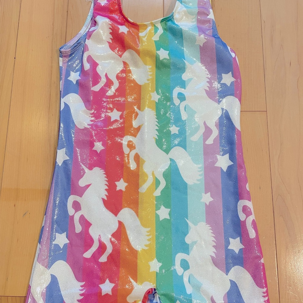 Like NEW- Worn 2x- Girls Sparkle Unicorn Leotard